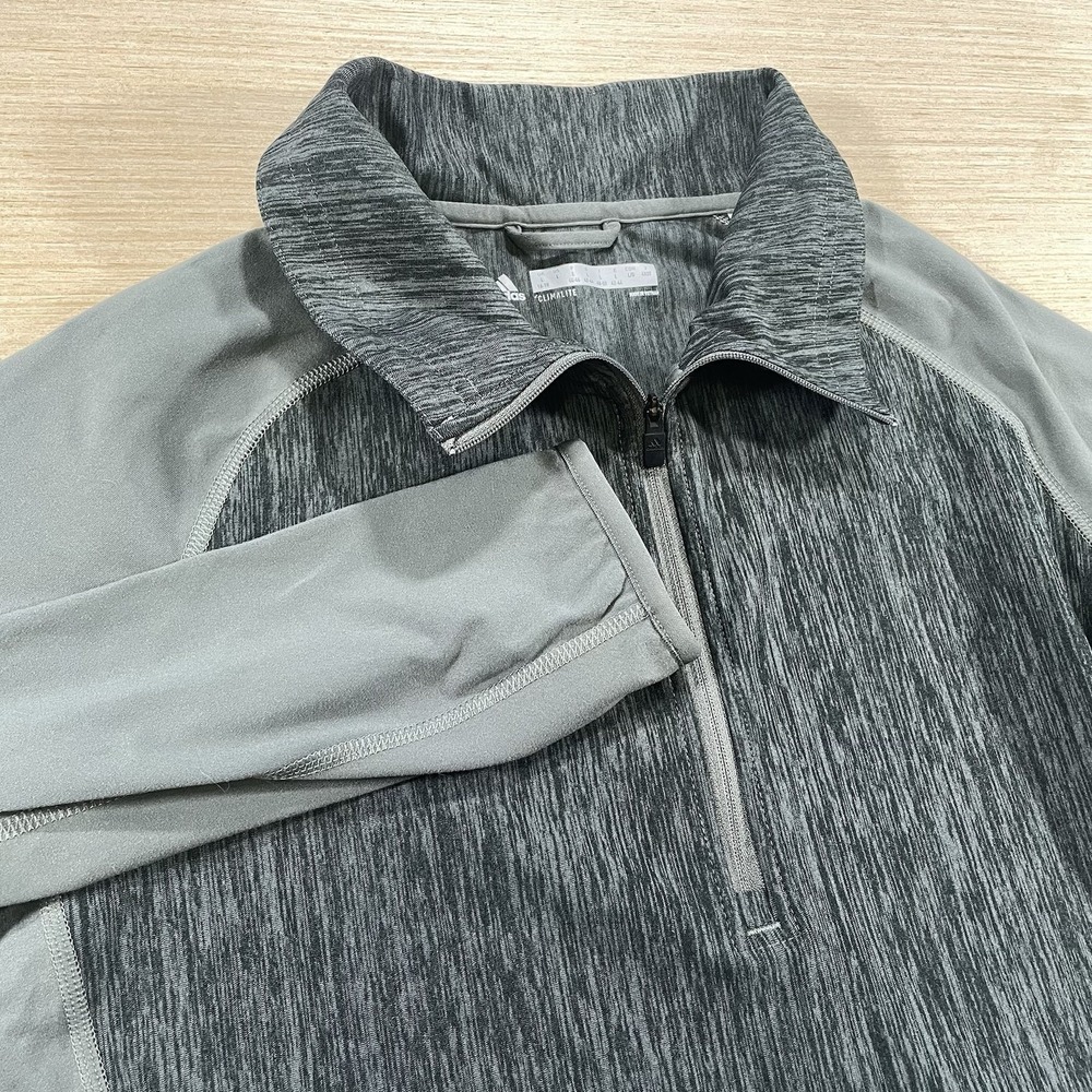 Adidas Womens L 1/4 Zip Jacket Ash Black Gray Pullover Climalite Running Outdoor